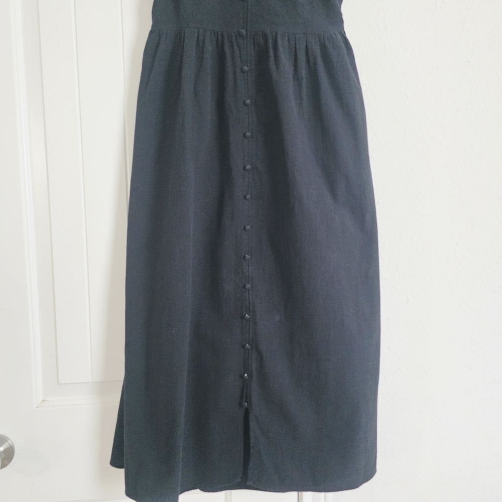Universal Thread Black Midi Dress Button Front Tie Back – Size L - Picture 4 of 8